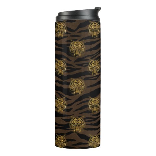 Gold Glitzer Jungle Tiger Pattern Thermosbecher (Nach links gedreht)