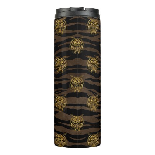 Gold Glitzer Jungle Tiger Pattern Thermosbecher (Rückseite)