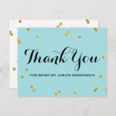Gold Glitzer | Junior Bridesmaid Vielen Dank Ihre  Einladung (Vorne/Hinten)