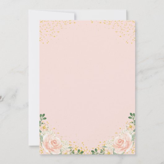 Gold Glitzer Key Rose Garden Housewärme Einladung (Rückseite)