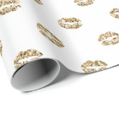 Gold Glitzer Kisses Lips Geschenkpapier (Rolleneckpunkt)