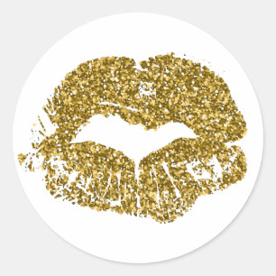 Gold Glitzer Kisses Runder Aufkleber