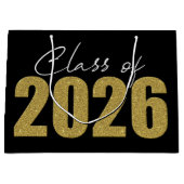 Gold-Glitzer-Klasse 2026 Große Geschenktüte (Vorderseite)