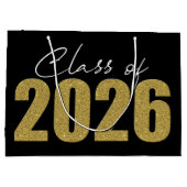 Gold-Glitzer-Klasse 2026 Große Geschenktüte (Rückseite)