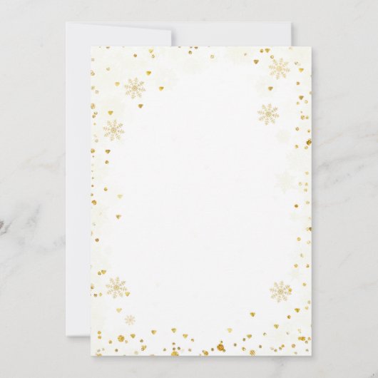 Gold Glitzer Kleine Snowflake Babydusche Einladung (Rückseite)