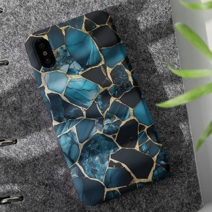 Gold Glitzer knacken Blaue Marmorplatte Moderne Te Case-Mate iPhone Hülle