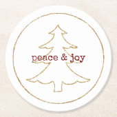 Gold Glitzer Kontur Weihnachtsbaum Runder Pappuntersetzer (Vorderseite)