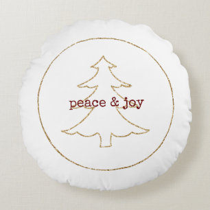 Gold Glitzer Kontur Weihnachtsbaum Rundes Kissen