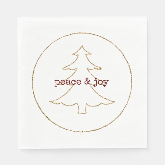 Gold Glitzer Kontur Weihnachtsbaum Serviette (Vorderseite)