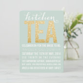 Gold Glitzer Küche Tee Dusche Party Einladung (Stehend Vorderseite)