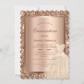 Gold Glitzer Kupfer Metallic Elegant Quinceñera Einladung (Vorderseite)