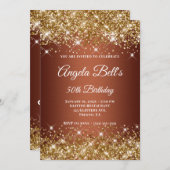 Gold Glitzer Kupfer Ombre Extravagant Monogram Einladung (Vorne/Hinten)