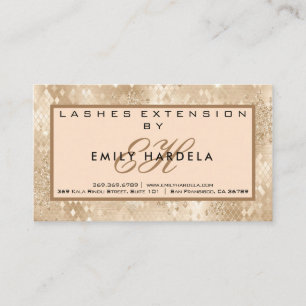 Gold-Glitzer-Lashes mit Aftercare-Instruktionen Visitenkarte