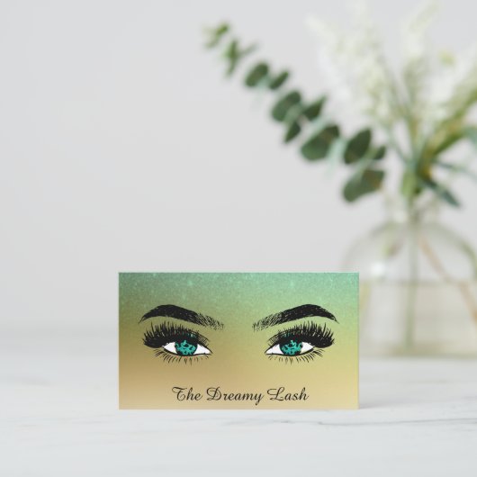 *~* Gold Glitzer Lashes QR Brows Extensions Visitenkarte (Stehend Vorderseite)