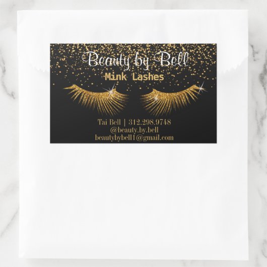 Gold Glitzer Lashes Rechteckiger Aufkleber (Tasche)