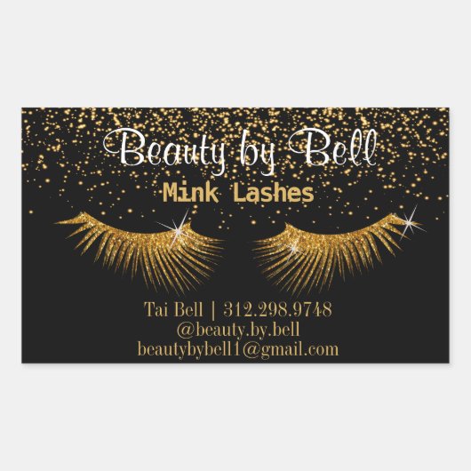 Gold Glitzer Lashes Rechteckiger Aufkleber (Vorderseite)