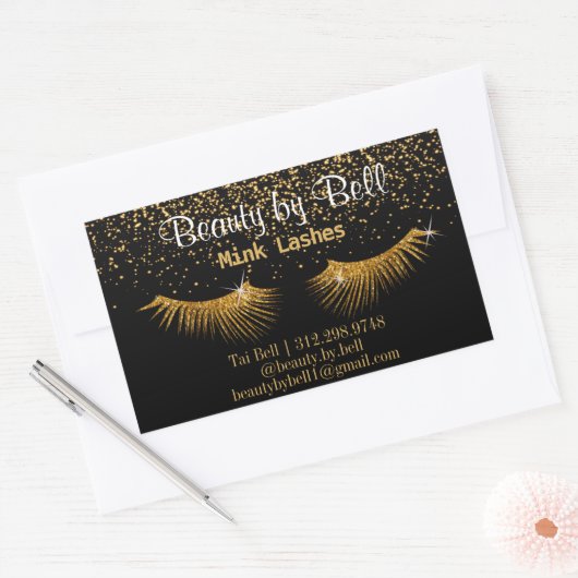 Gold Glitzer Lashes Rechteckiger Aufkleber (Umschlag)
