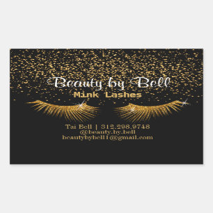 Gold Glitzer Lashes Rechteckiger Aufkleber