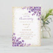 Gold Glitzer Lavender 50. Hochzeitstag Einladung (Stehend Vorderseite)
