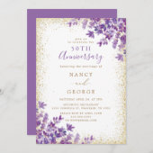 Gold Glitzer Lavender 50. Hochzeitstag Einladung (Vorne/Hinten)
