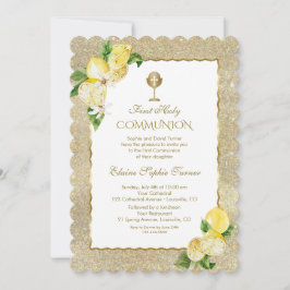 Gold Glitzer Lemon Fruit Blume erste Kommune Einladung