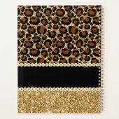 Gold Glitzer Leopard Girly Glam Monogram Planer (Rückseite)