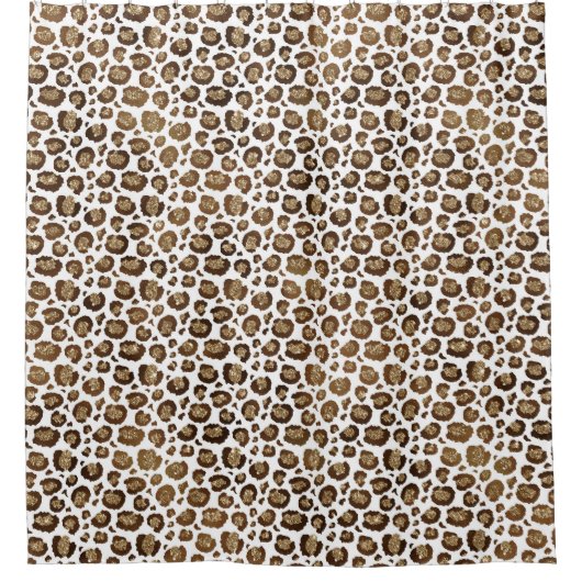 Gold Glitzer Leopard Print Duschvorhang (Vorderseite)