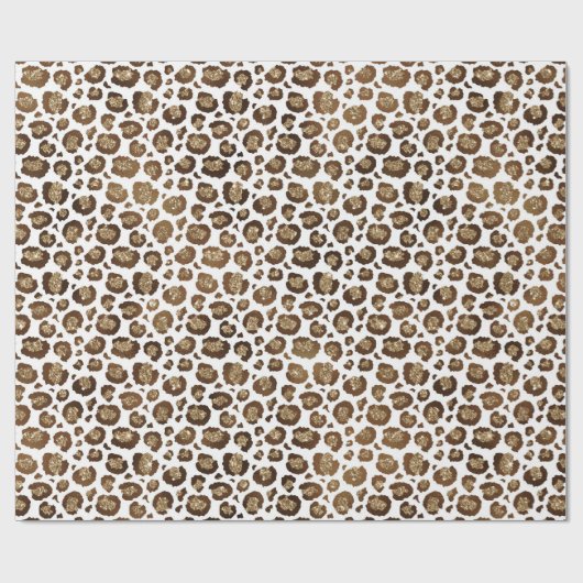 Gold Glitzer Leopard Print Geschenkpapier (Flach)