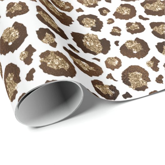 Gold Glitzer Leopard Print Geschenkpapier (Rolleneckpunkt)