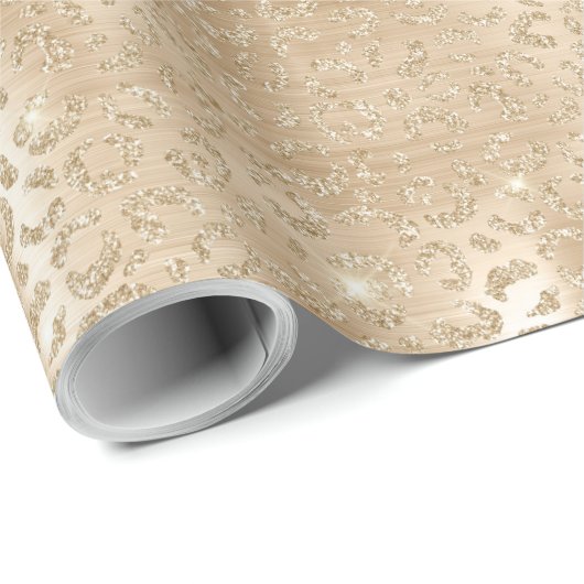 Gold Glitzer Leopard Print Geschenkpapier (Rolleneckpunkt)