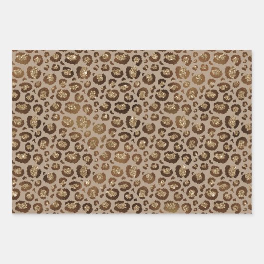 Gold Glitzer Leopard Print Geschenkpapier Set (Vorderseite 2)