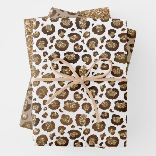 Gold Glitzer Leopard Print Geschenkpapier Set (Beispiel)