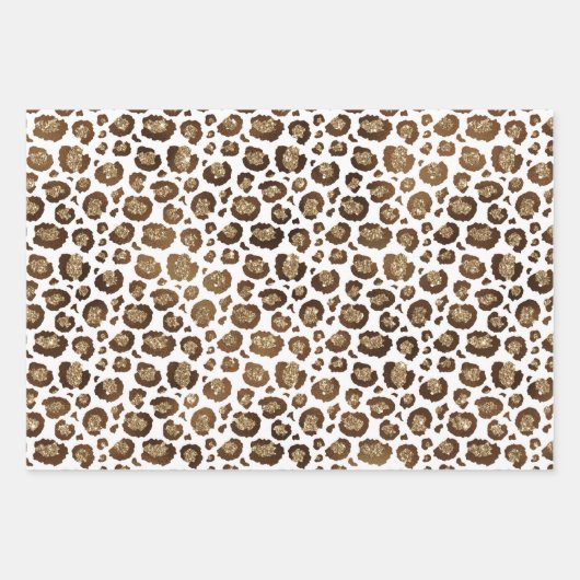 Gold Glitzer Leopard Print Geschenkpapier Set (Vorderseite)