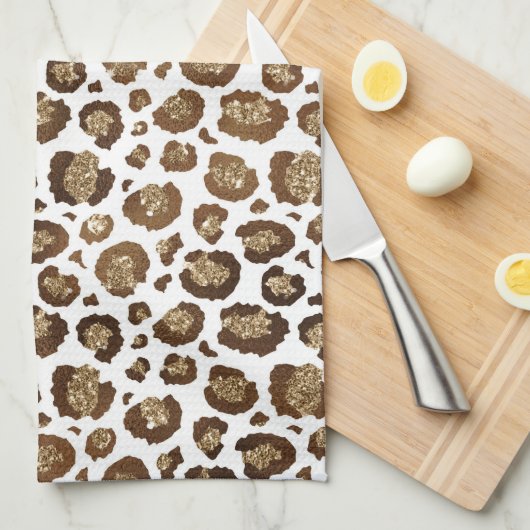 Gold Glitzer Leopard Print Geschirrtuch (Viertel Falte)