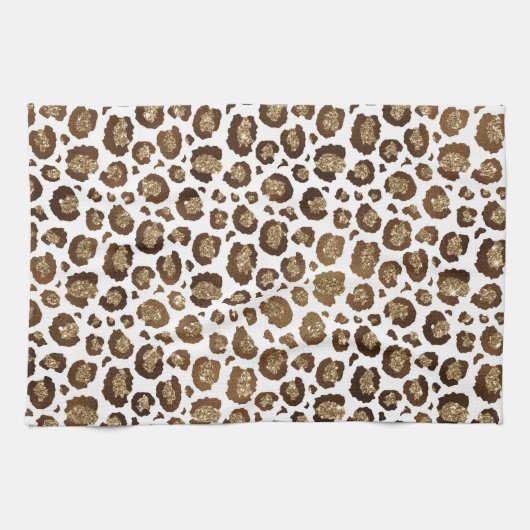 Gold Glitzer Leopard Print Geschirrtuch (Horizontal)