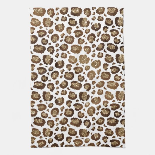 Gold Glitzer Leopard Print Geschirrtuch (Vertikal)