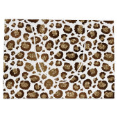 Gold Glitzer Leopard Print Große Geschenktüte (Rückseite)