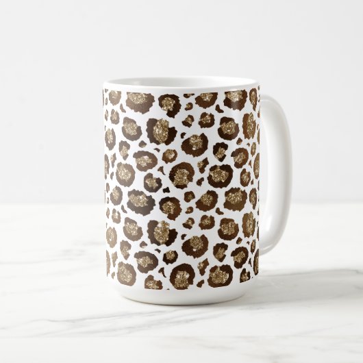 Gold Glitzer Leopard Print Kaffeetasse (VorderseiteRechts)