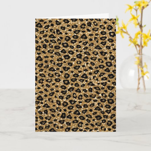 Gold Glitzer Leopard Print Karte (Gelbe Blume)