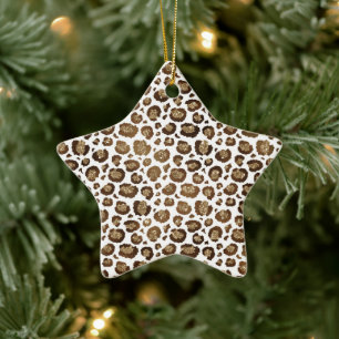 Gold Glitzer Leopard Print Keramik Ornament