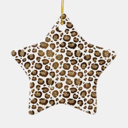 Gold Glitzer Leopard Print Keramik Ornament (Vorne)