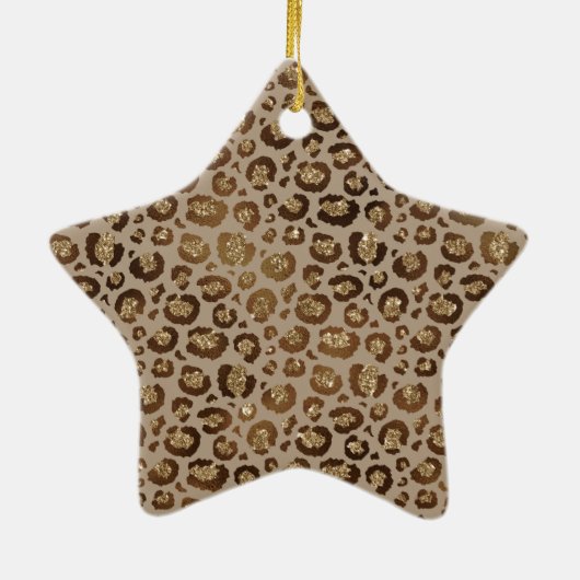 Gold Glitzer Leopard Print Keramik Ornament (Hinten)