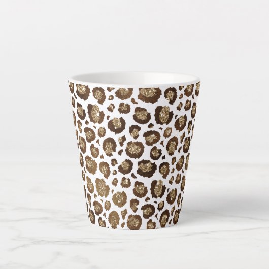 Gold Glitzer Leopard Print Milchtasse (Vorderseite)