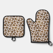 Gold Glitzer Leopard Print Ofenhandschuh & Topflappen-Set (Vorderseite)