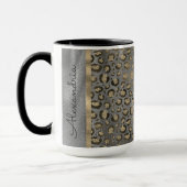 Gold Glitzer Leopard Print on Grau Personalisiert Tasse (Links)