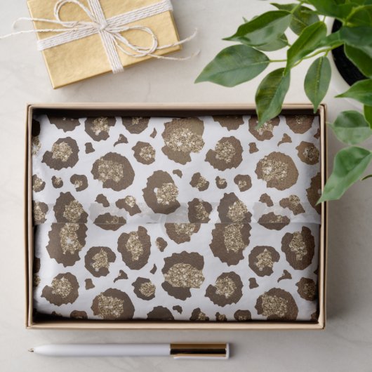 Gold Glitzer Leopard Print Seidenpapier (Geschenk)