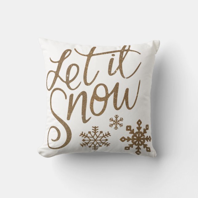  Gold Glitzer Let It Snow Calligrafy Weihnachten Kissen (Vorderseite)