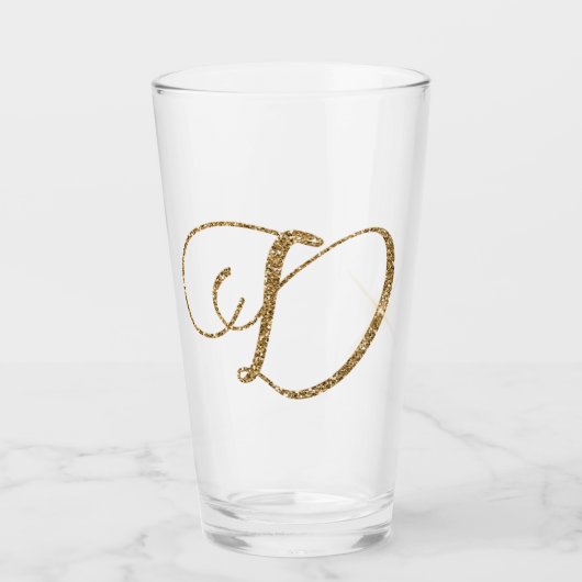 Gold Glitzer Letter D Glas (Vorderseite)