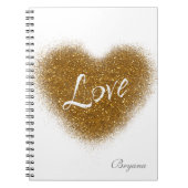 Gold Glitzer LIEBE Heart Glamour Notebook Journal Notizblock (Vorderseite)