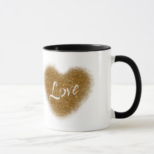 Gold Glitzer LIEBE Herz Personalisiert Kaffee Tass Tasse